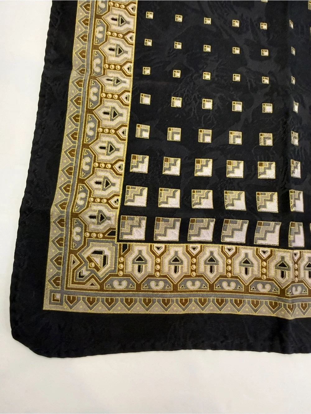 Sophisticated 🖤✨ Vintage Black & Gold Art Deco Pocket Square 12” x 12” ✨🖤